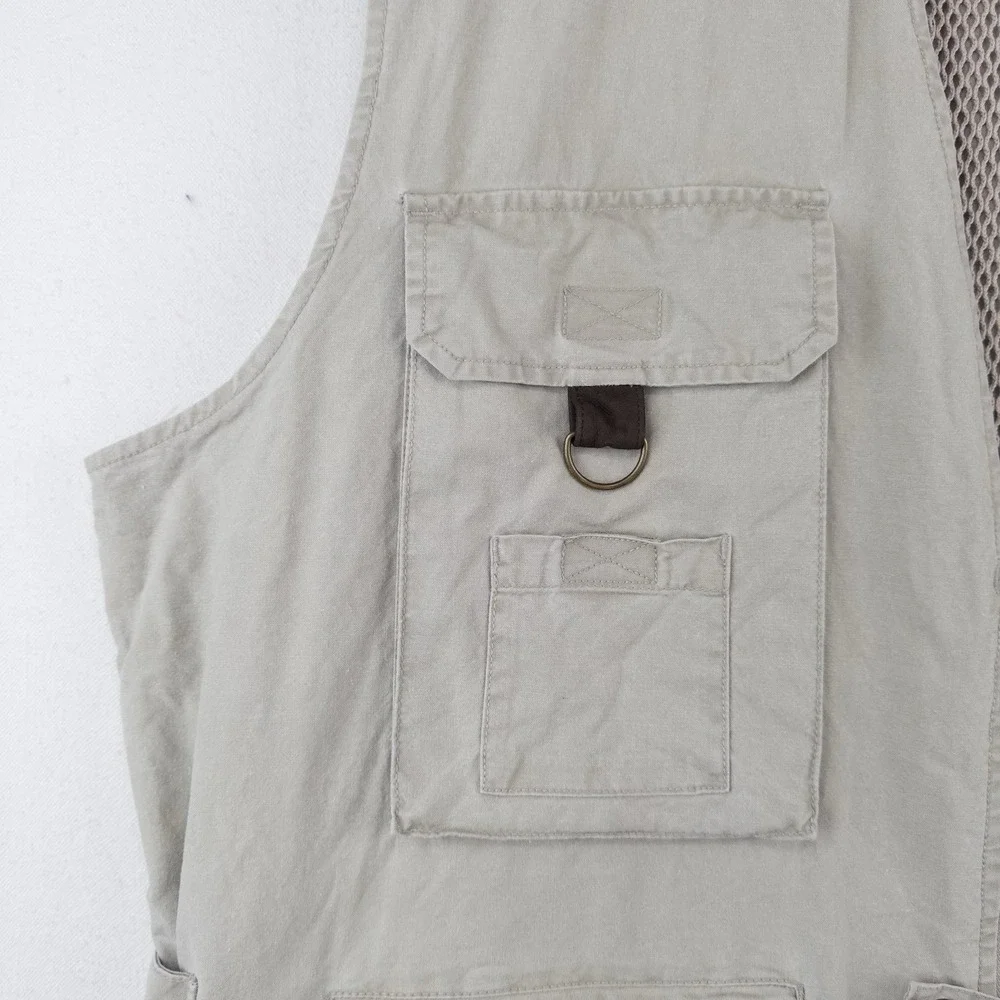 90's Vtg Eddie Bauer Vest Men's 2XLT Beige Fishing Jacket Hunting Cargo *Read